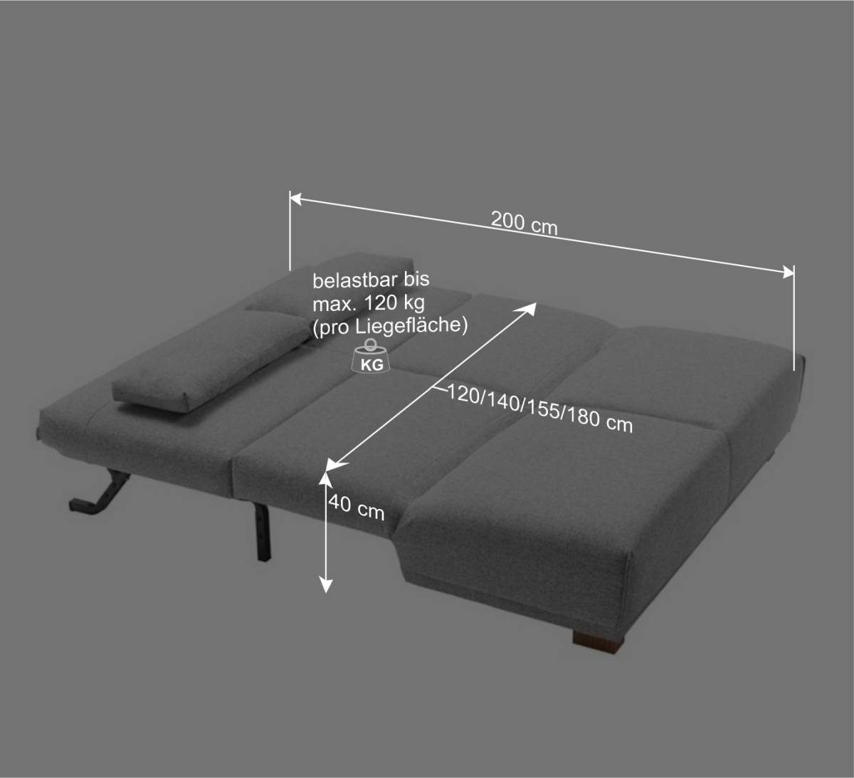 Ausziehsofa in Petrol & Eiche - Olzaia