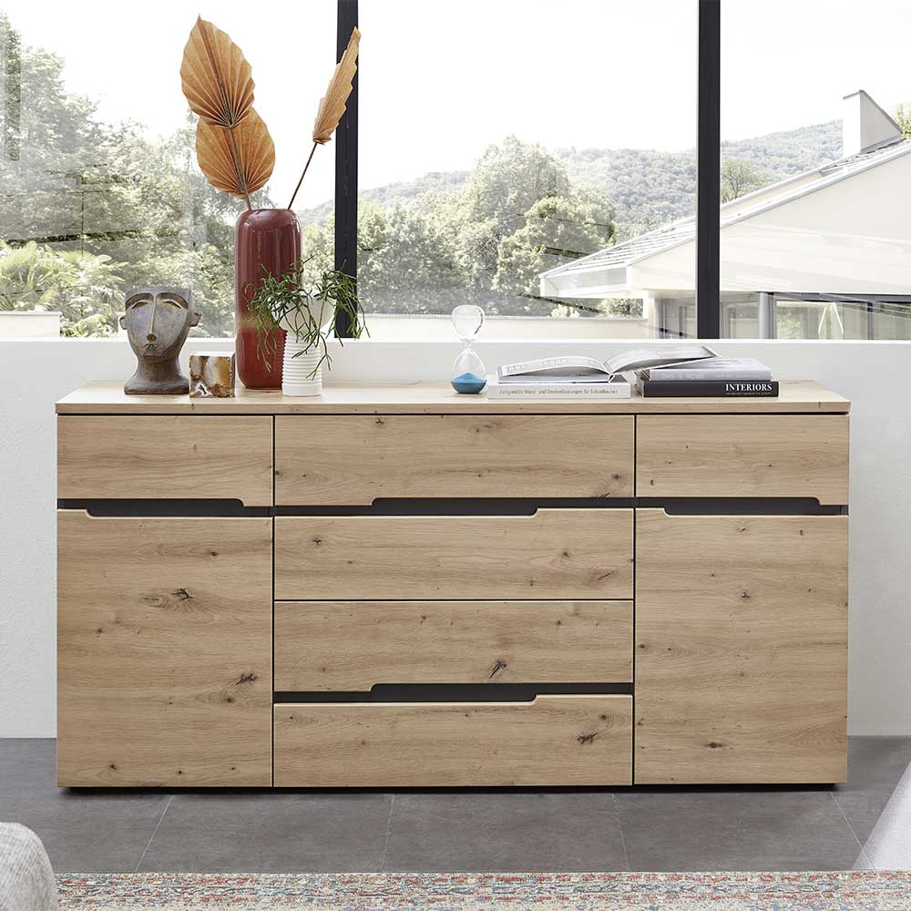 Sideboard in Wildeiche & Dunkelgrau - Kuetra