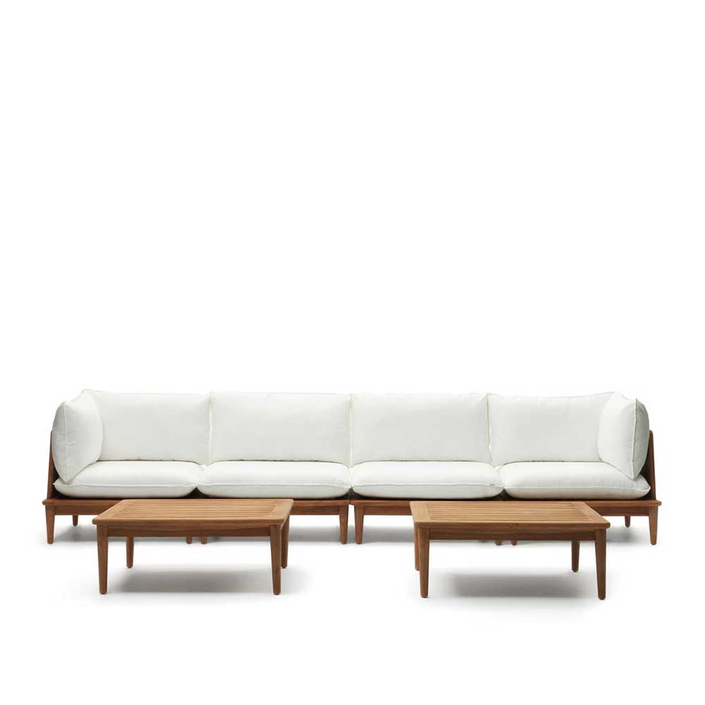 Teakholz Lounge modular & 2 Couchtische - Palm (sechsteilig)