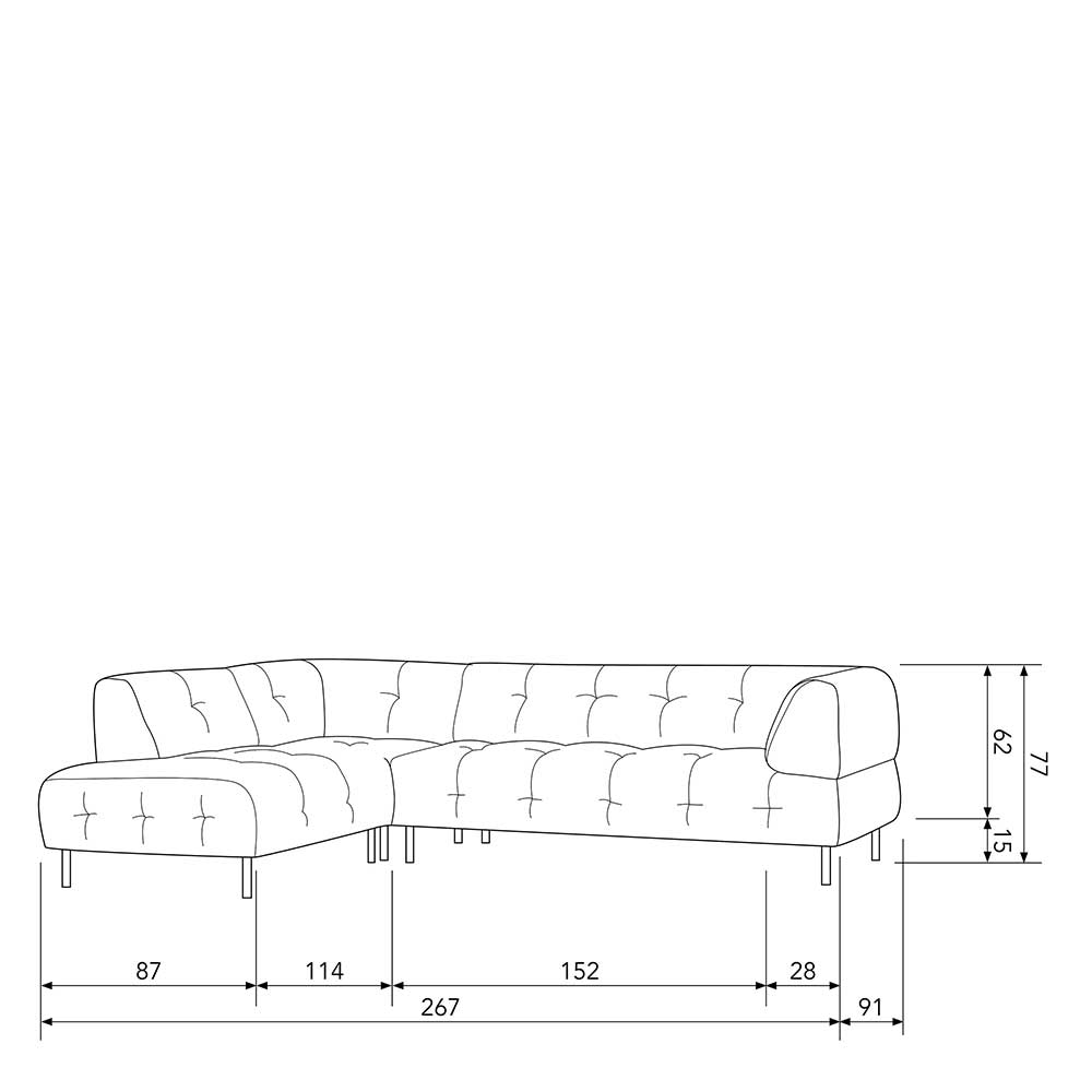 Samt L-Sofa in Dunkelgrau - Roccoss