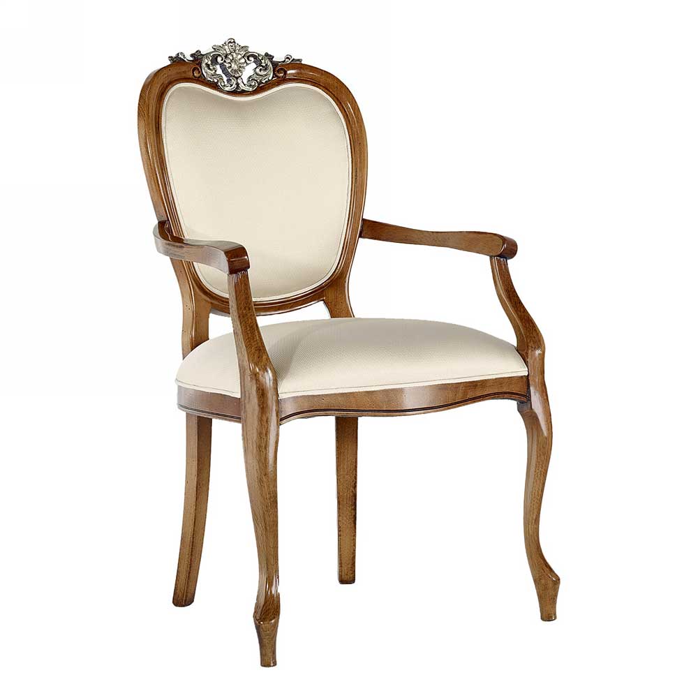 Eleganter Tischsessel in Beige Stoff - Dominica