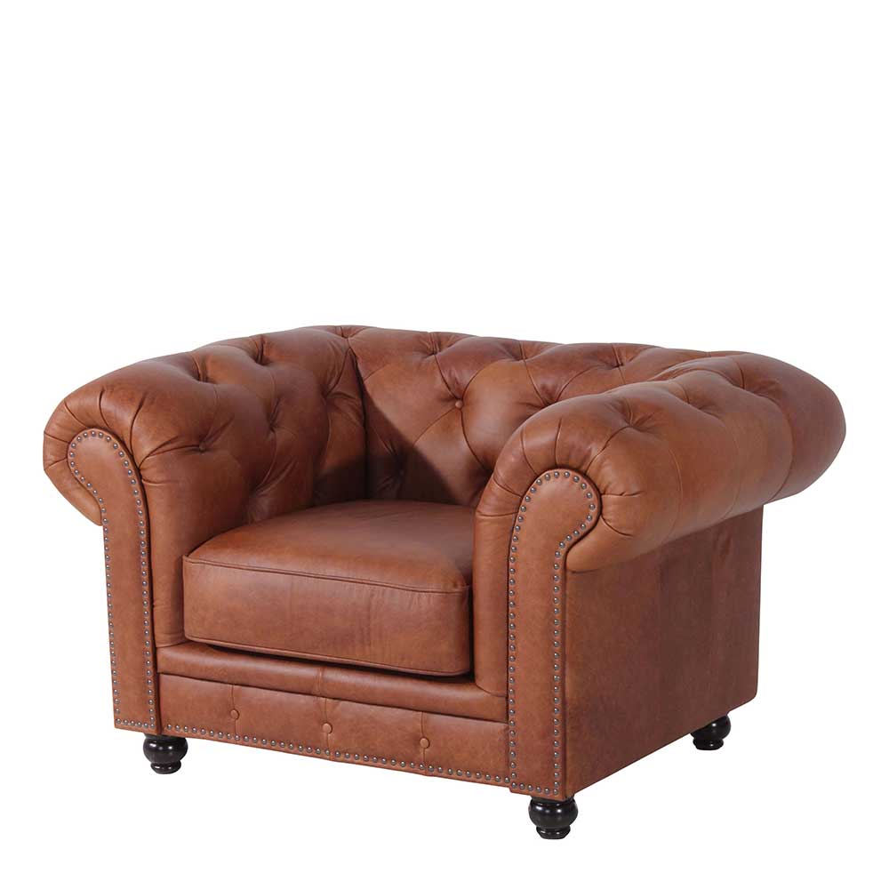 Chesterfield Ledersessel in Cognac Braun - Ultima