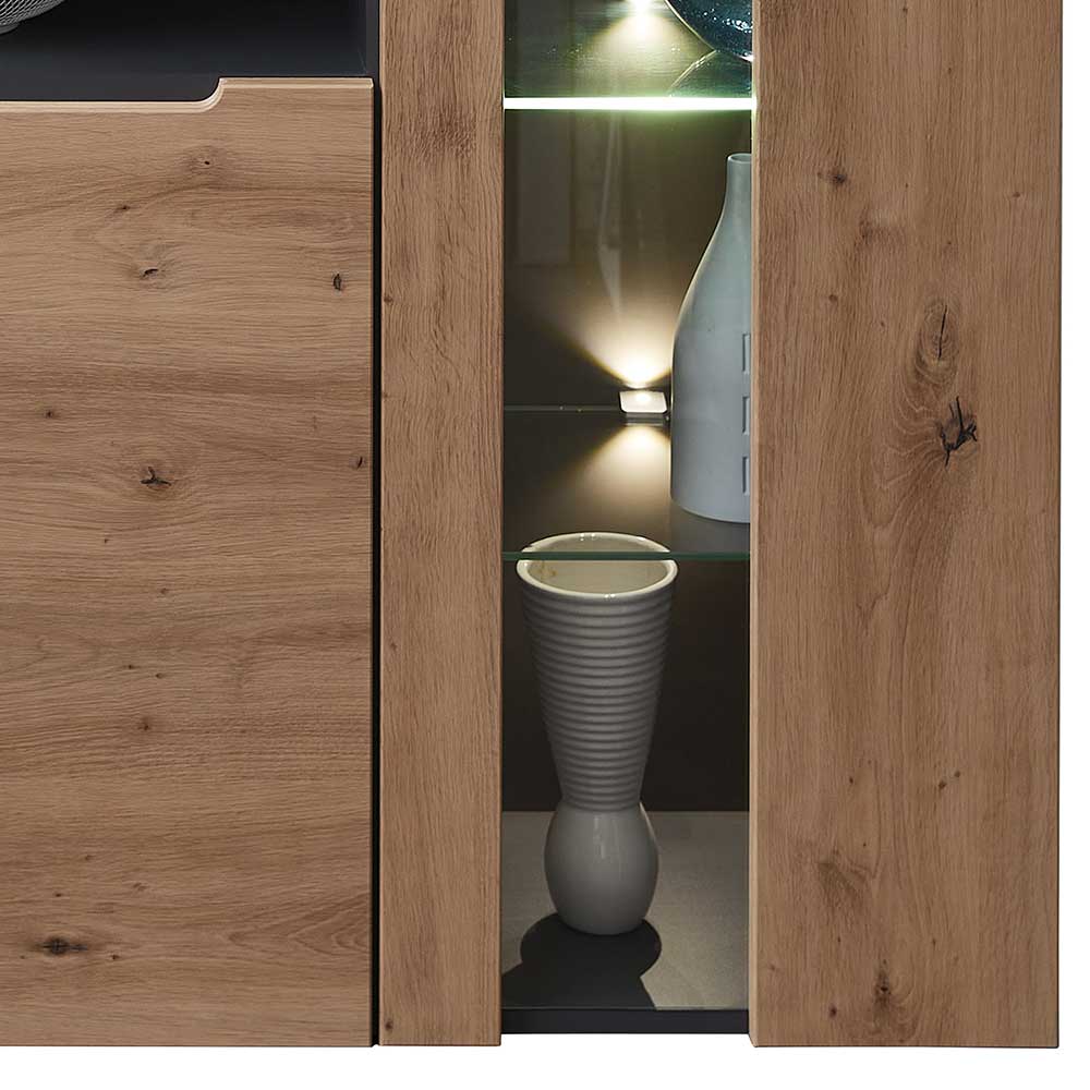 Highboard mit Glas & LED Licht - Kuetra