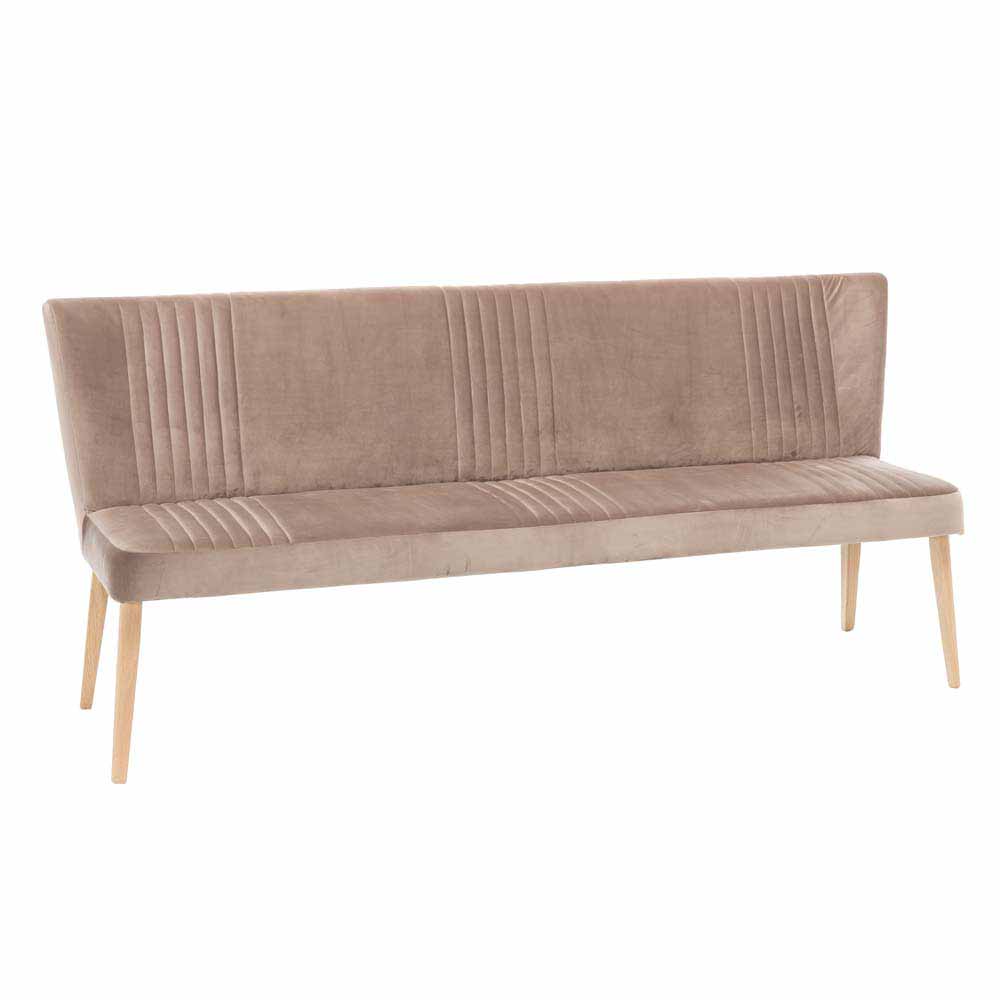 Mid Century Polsterbank mit Lehne Convilla in Taupe Velours