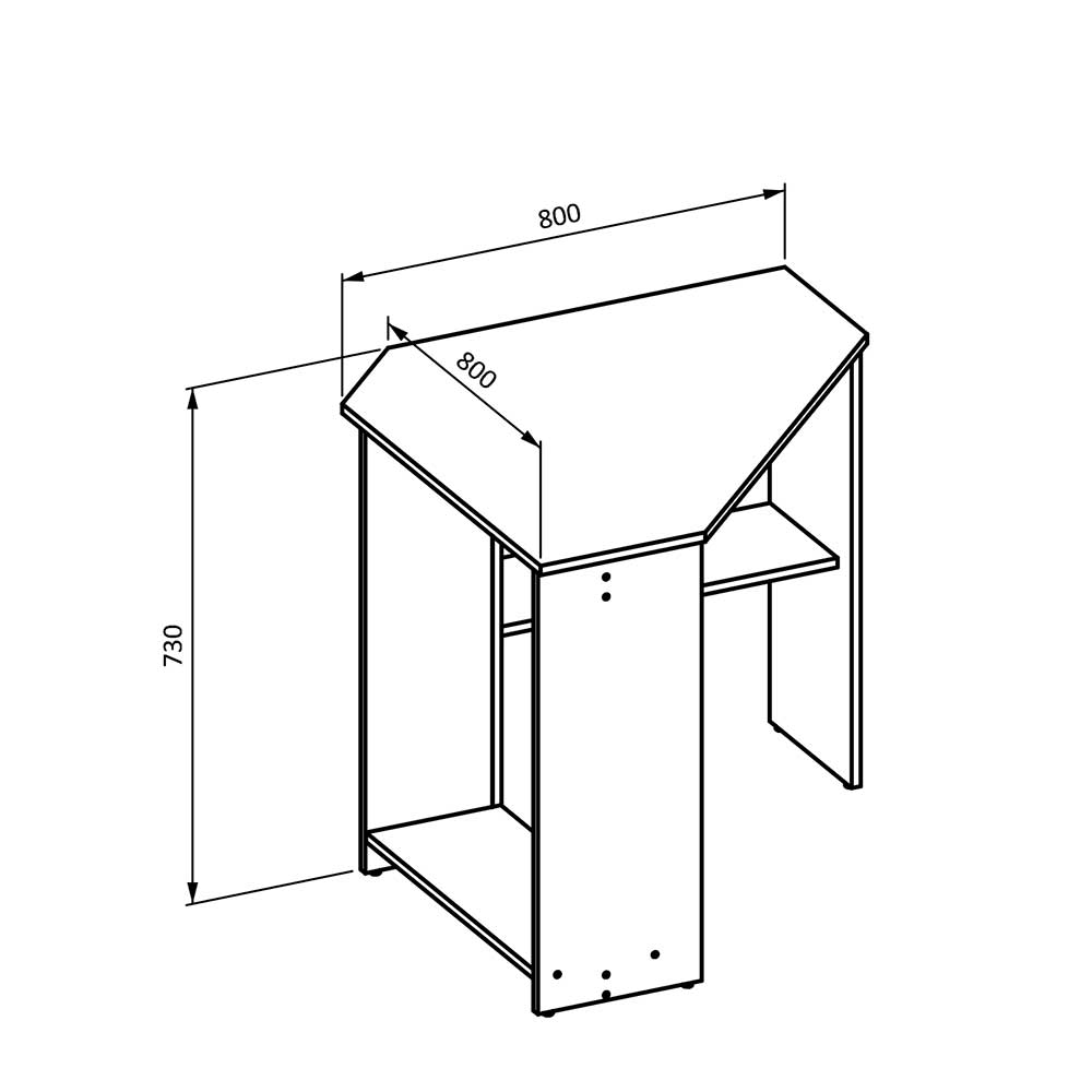 80x73x80 cm Eckschreibtisch in Schwarzgrau - Gionna