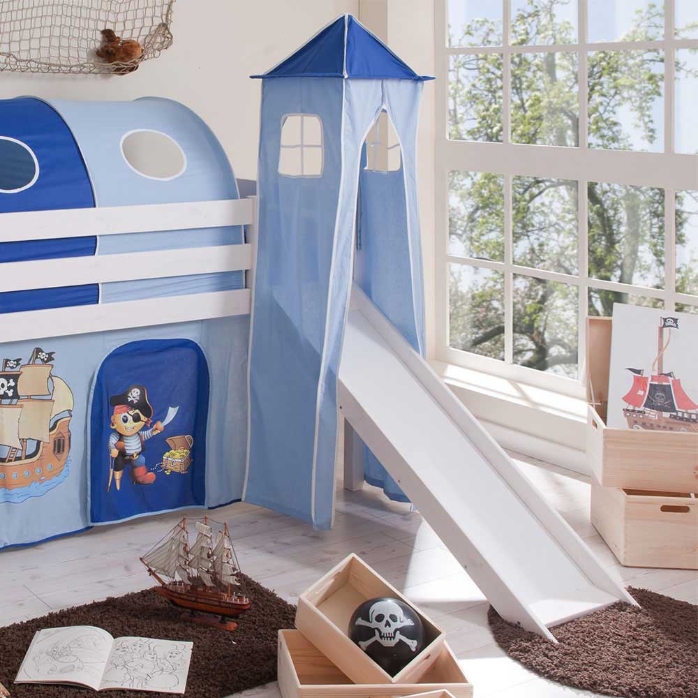 Kinder Spielbett Curigo mit Rutsche und Turm