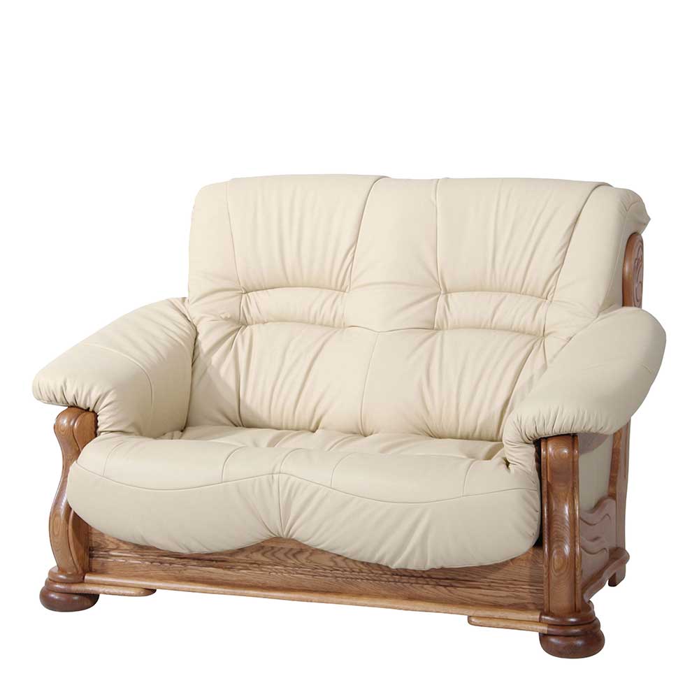 Zweisitzer Wohnzimmersofa in Beige Leder - Soloroma