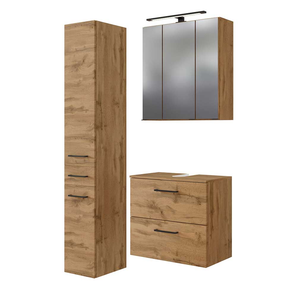 Badschrank Set in Holzoptik - Arazony (dreiteilig)