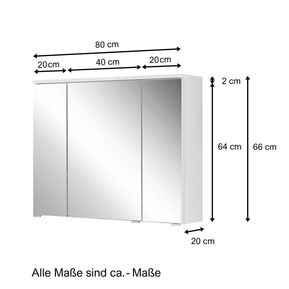 Badezimmer Spiegelschrank in 60cm oder 80cm Breite - Vohdan