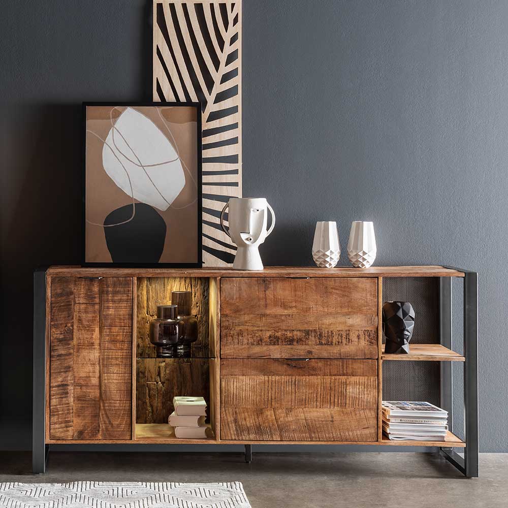 Sideboard aus Recyclingholz Mango & Metall - Acira