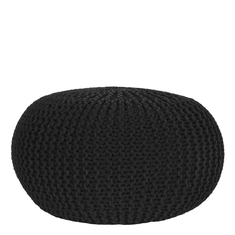 Strickstoff Pouf in Schwarz - Selvas