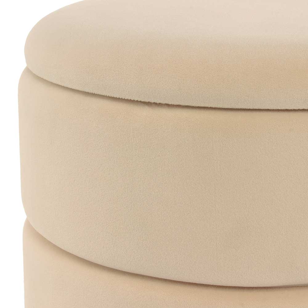 Runder Stauraum Hocker in Creme & Gold - Loeesa