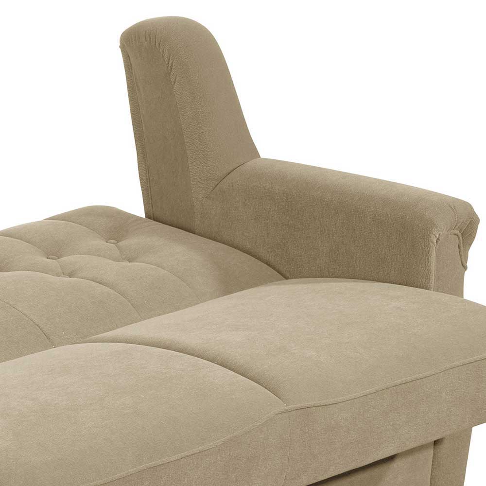 Klappcouch aus Flockstoff in Beige - Mabu