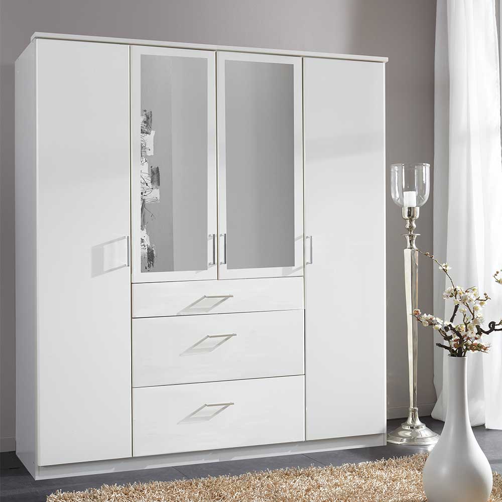 179x199x58 Moderner Kleiderschrank in Weiß mit Spiegeln - Cador