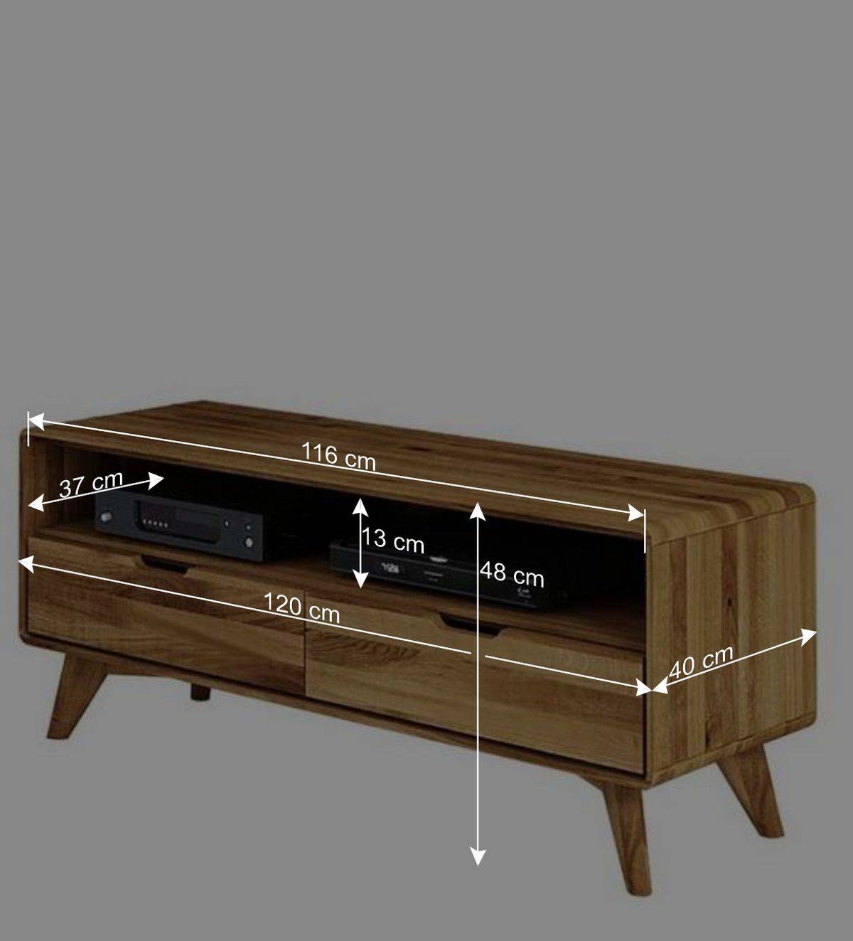 Wildeiche TV Unterschrank mit 2 Schubladen - Eavy III