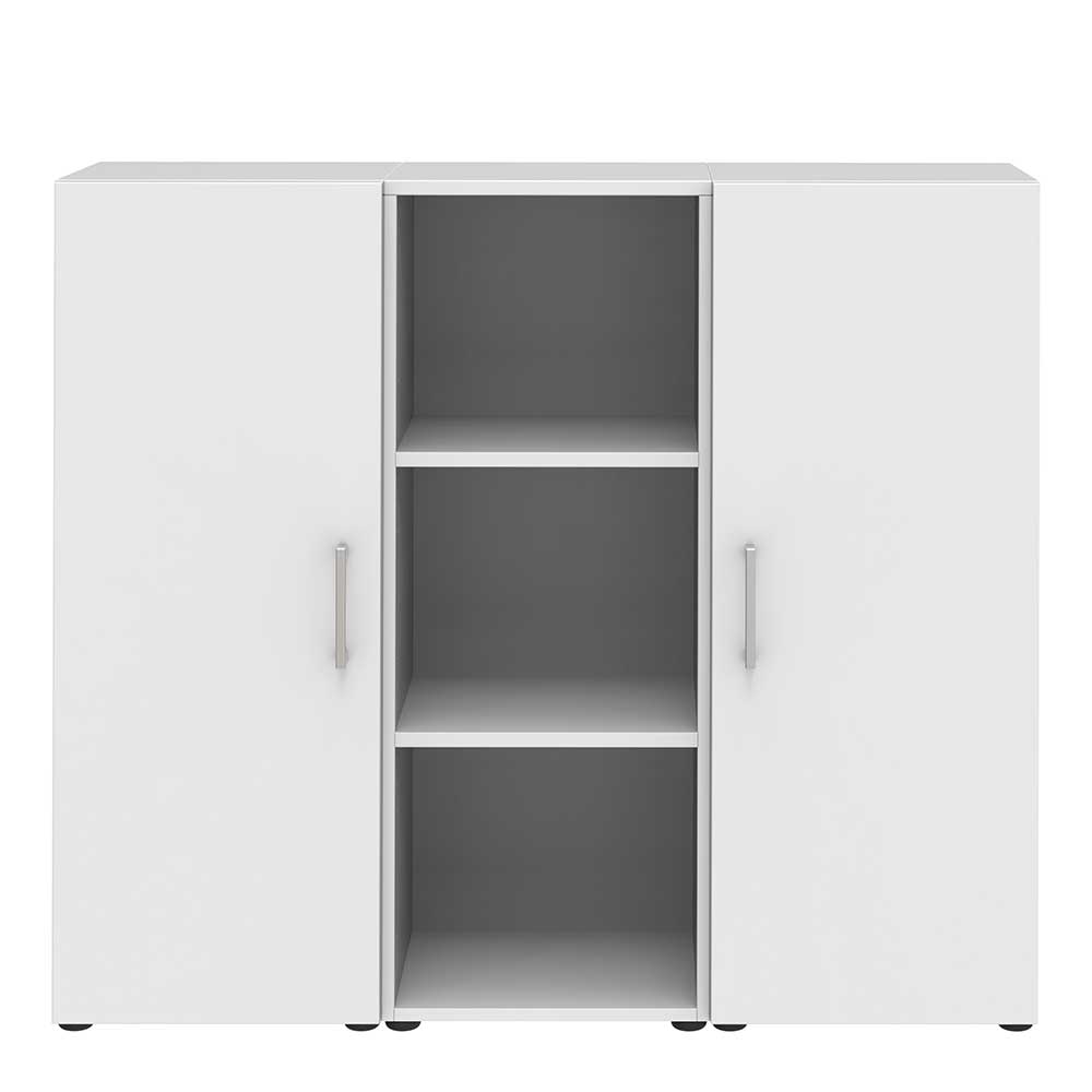 120x107x34 Weißer Aktenschrank mit Metallgriffen - Ricron I