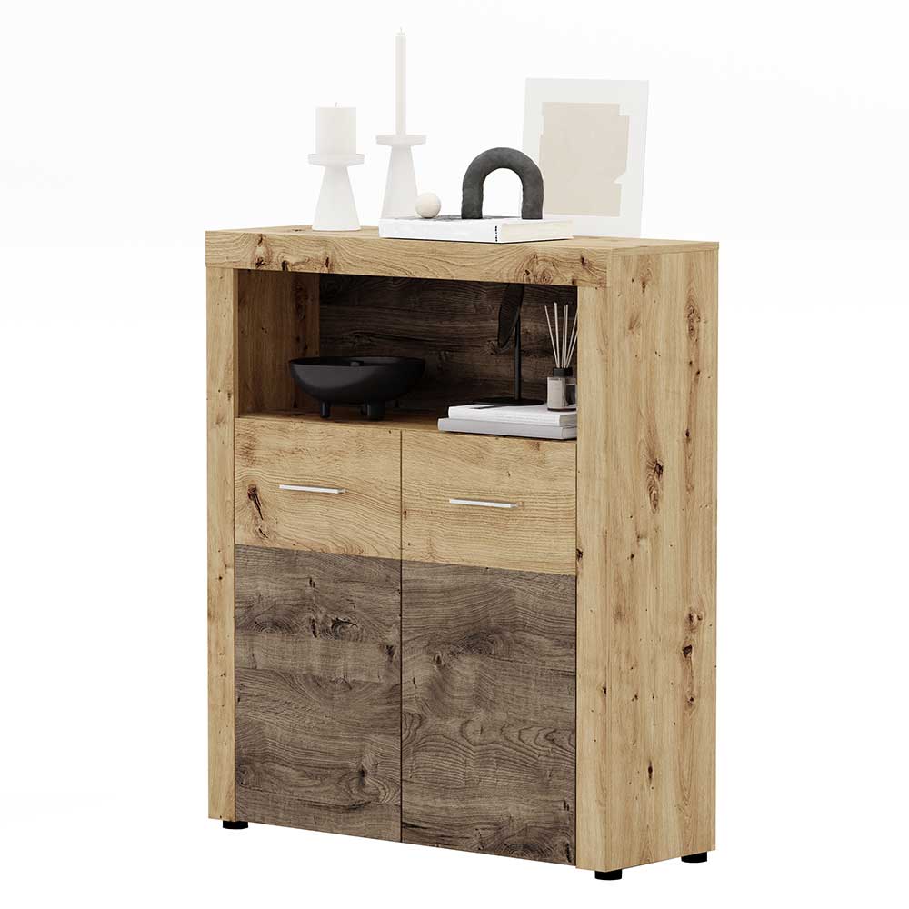 Highboard in Wildeiche und Eiche Dunkel - Phil