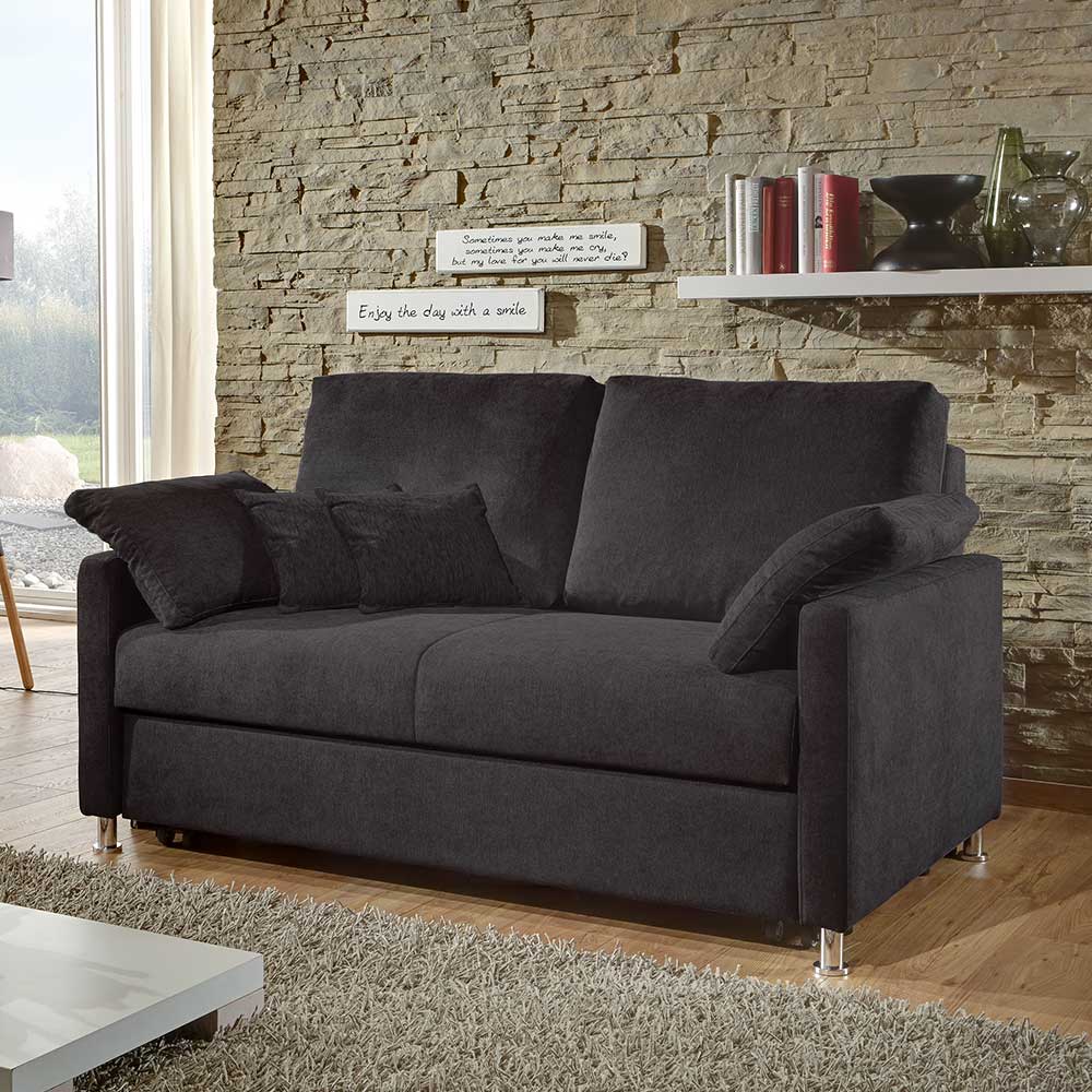 Schwarzes 2er Sofa mit Schlaffunktion - Laromain