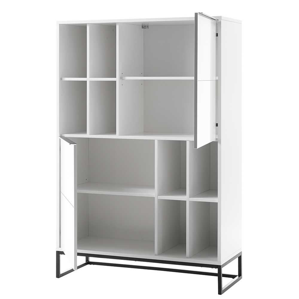 Weißes Highboard mit 8 Fächern & 2 Türen - Enkraja