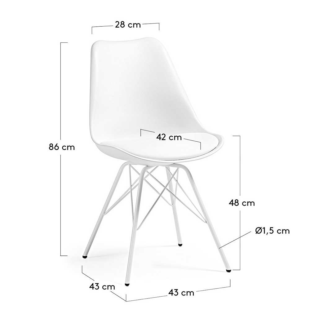 Esstisch Schalenstuhl in Weiß - Lil (4er Set)