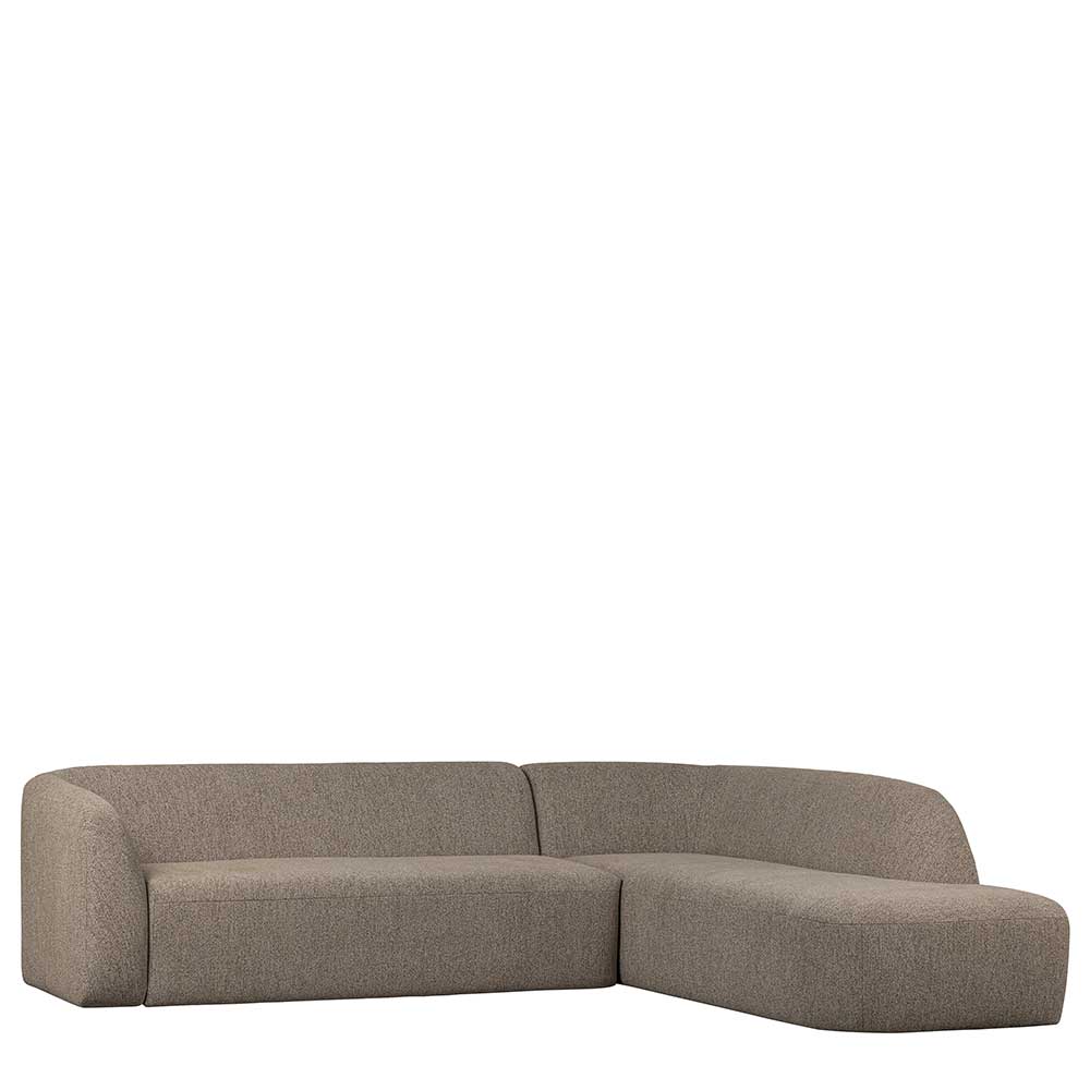 Ecksofa in Hellbraun Chenille Bezug - Acira