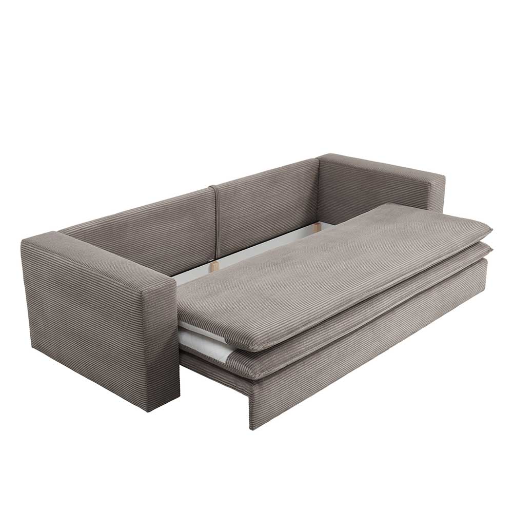 Dreisitzer Bettsofa in Hellbraun Cord - Anyna