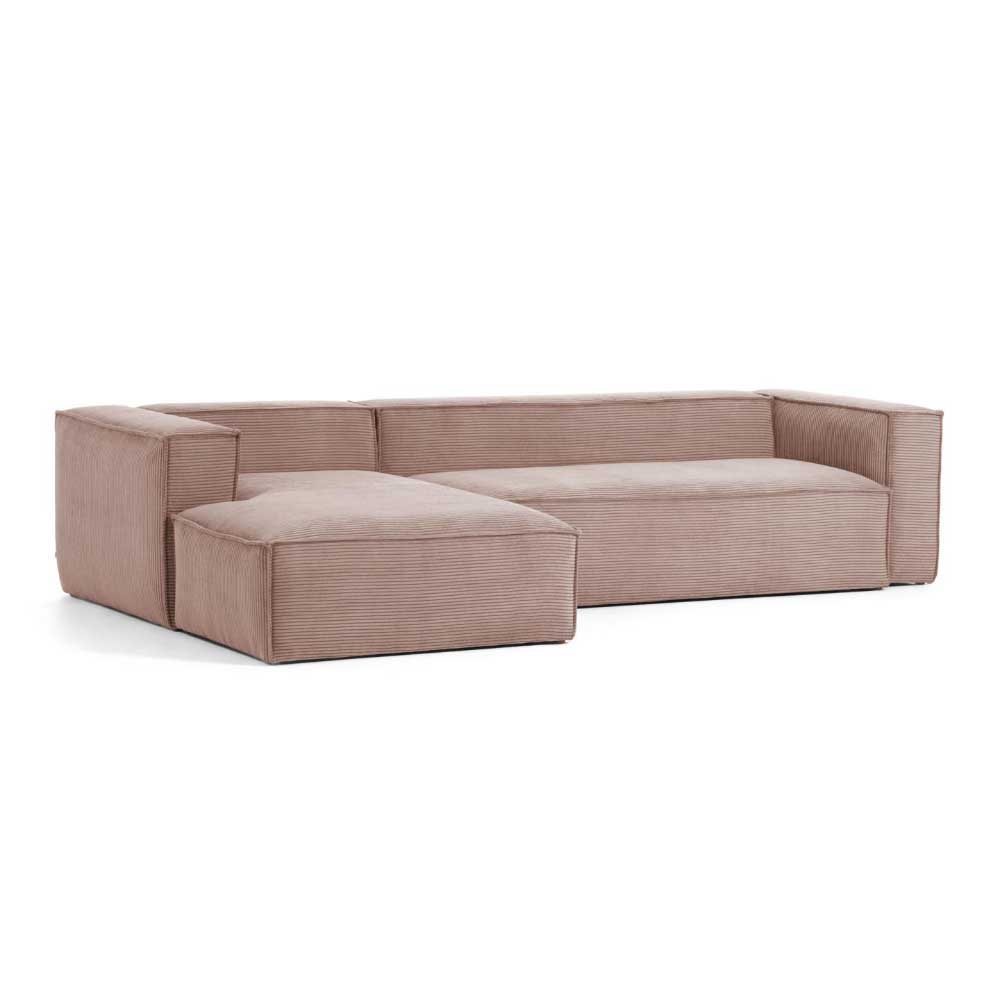 3 Sitzer Cord Ecksofa in Rosa - Zandras