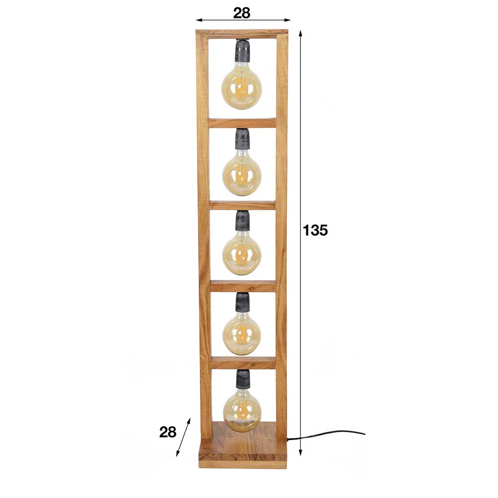 Akazienholz Stehlampe für fünf Leuchtmittel - Veral