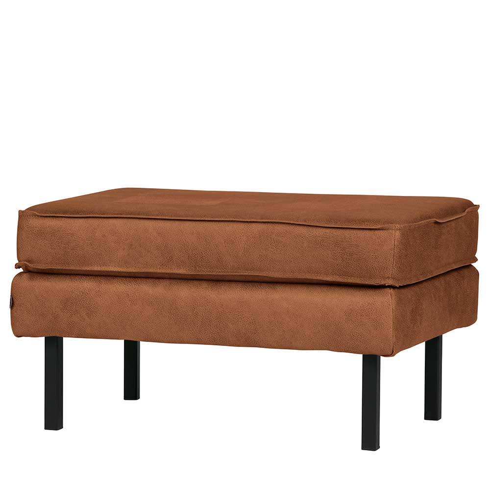 Recyclingleder Hocker in Cognac Braun - Sina