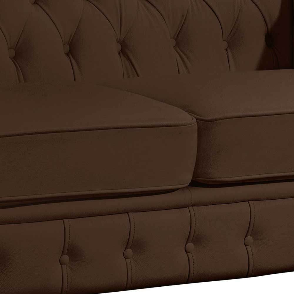 Chesterfield-Sofa in Braun Leder - Cementa