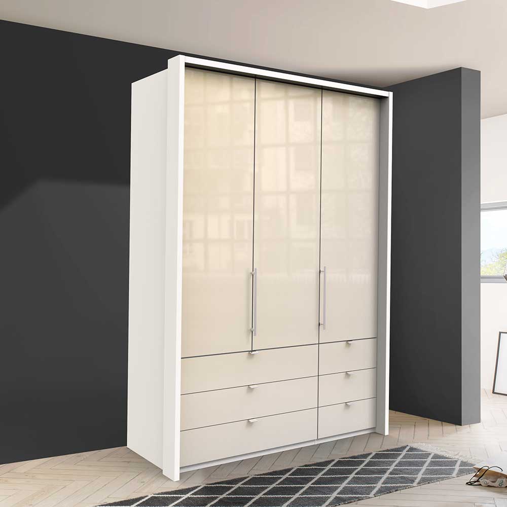 Schrank fürs Schlafzimmer in Creme Glas & Weiß - Zidarie