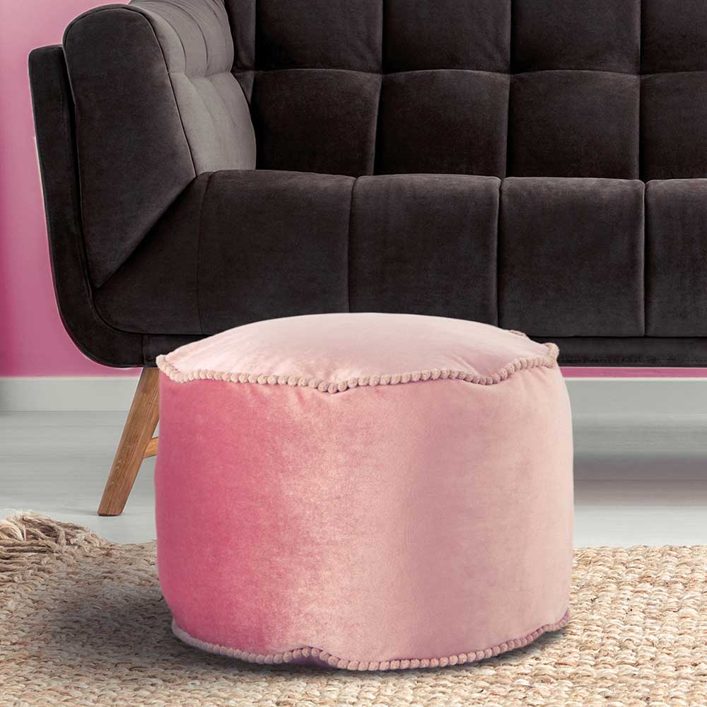 47x32x47 Samt Hocker Pouf in Rosa - Strada