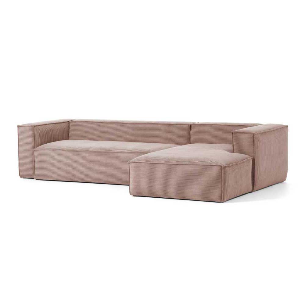 3 Sitzer Cord Ecksofa in Rosa - Zandras