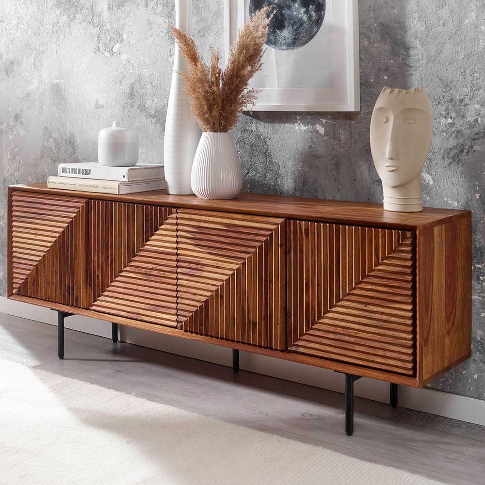 4-türiges Massivholz Sideboard 140 cm breit - Surin