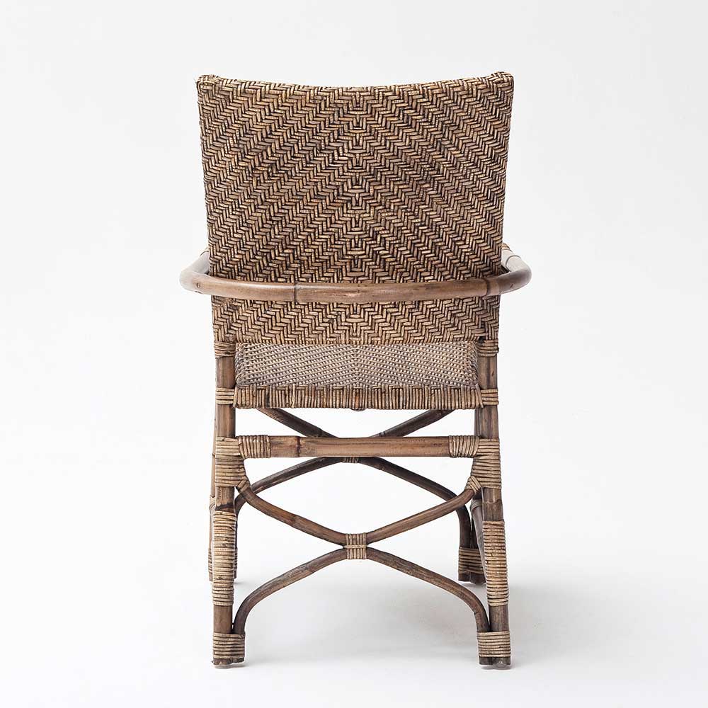 Hochwertiger Rattan Designstuhl Pietro in Braun (2er Set)