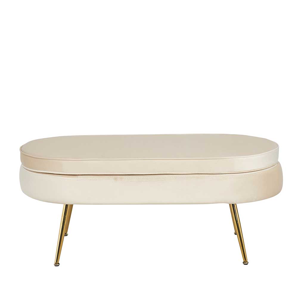 Eleganter Retro Style Hocker in Beige & Gold - Lugano