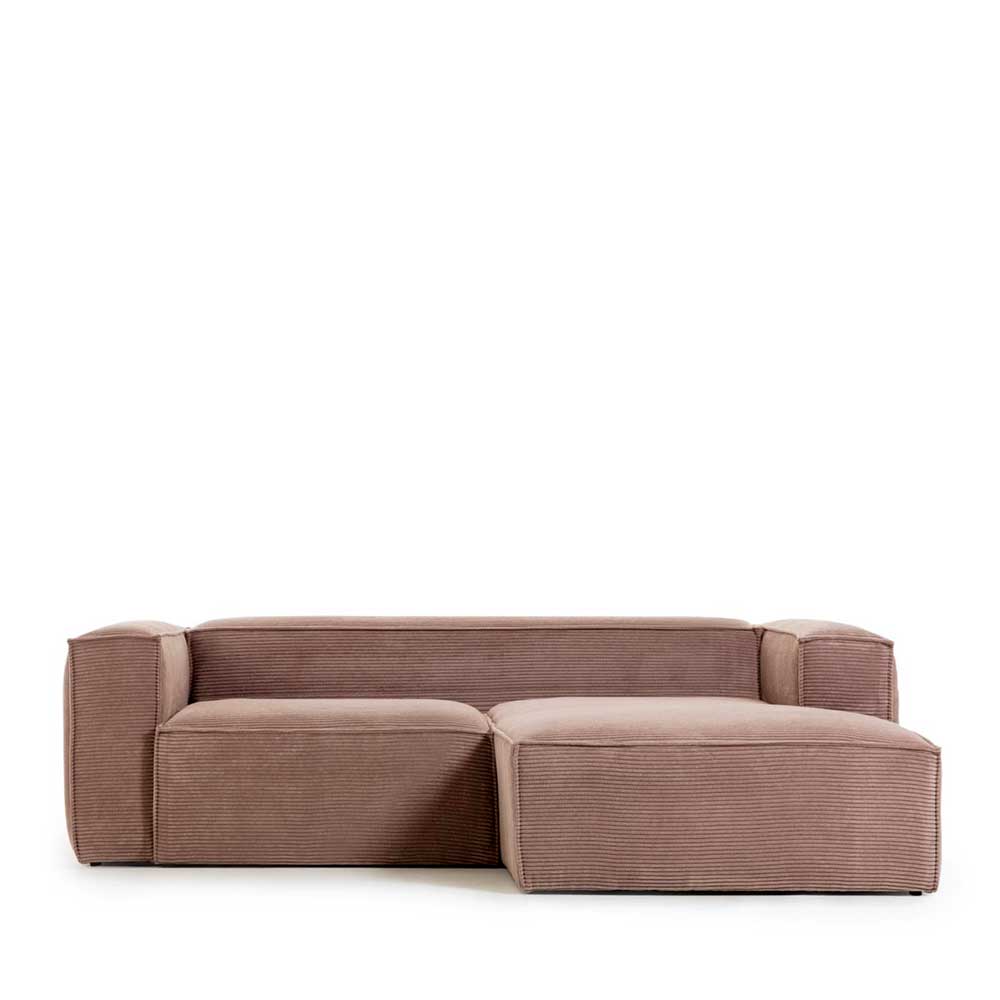 Design Ecksofa aus Cord in Altrosa - Loppa