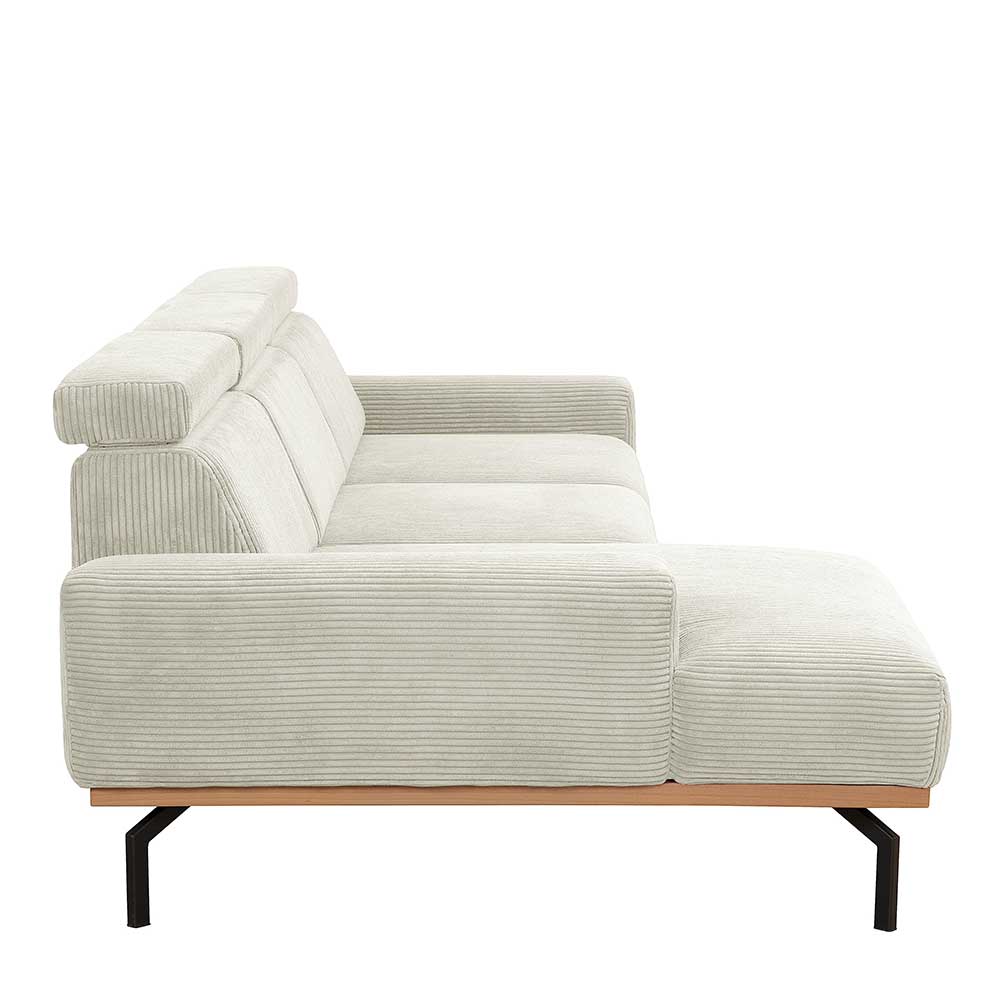 Modernes Ecksofa in Creme Cordbezug - Caldizza