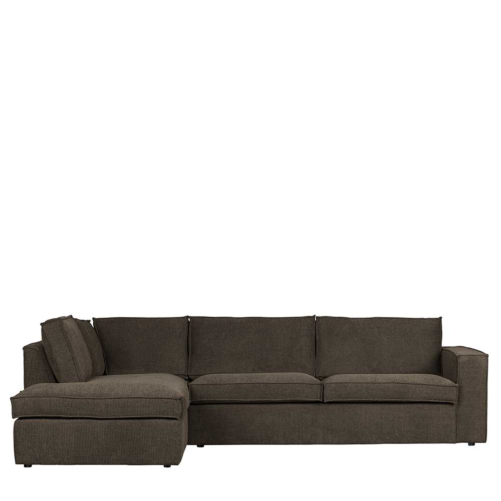 Braunes Wohnzimmersofa in L-Form aus Webstoff - Bravassa