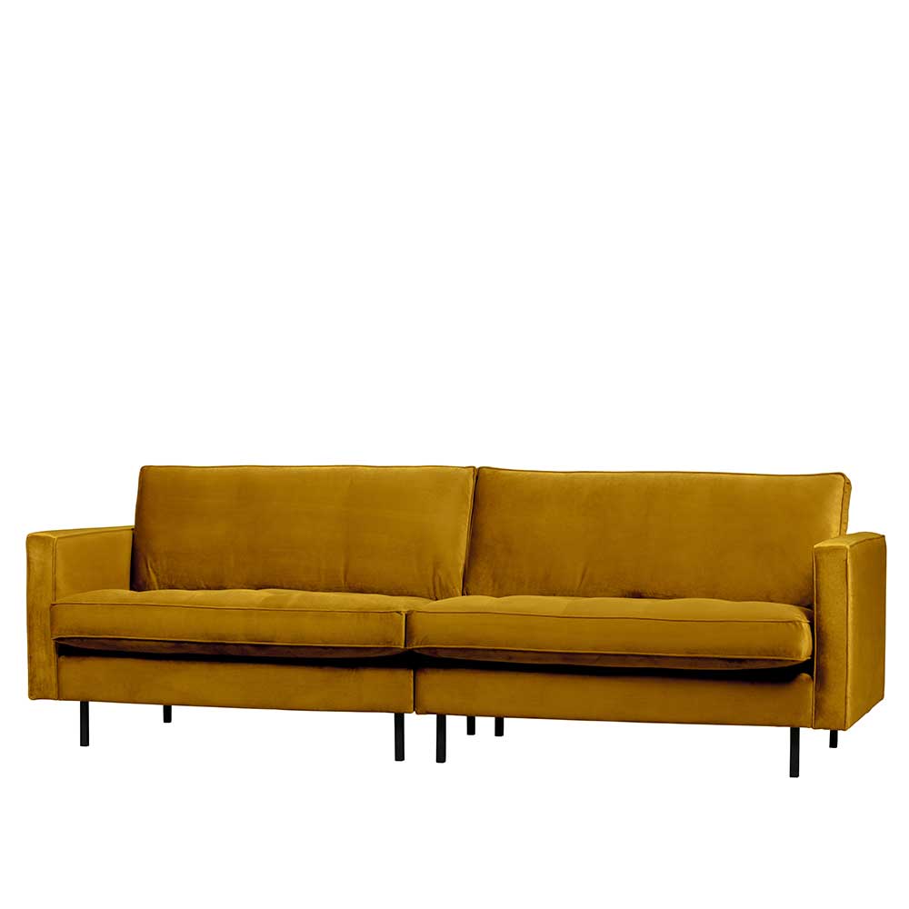 Samt Dreisitzer Couch in Ocker - Nustra