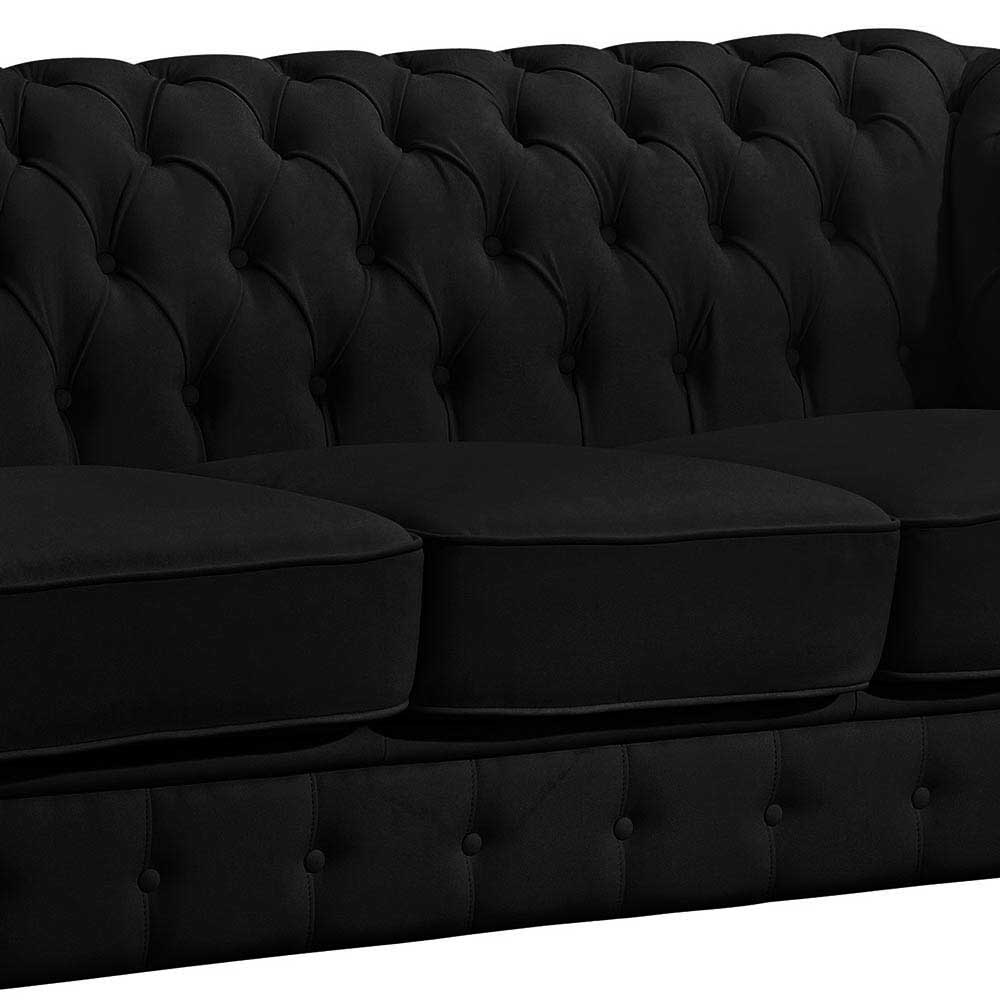 Schwarzes Ledersofa im Chesterfield Style - Riscos