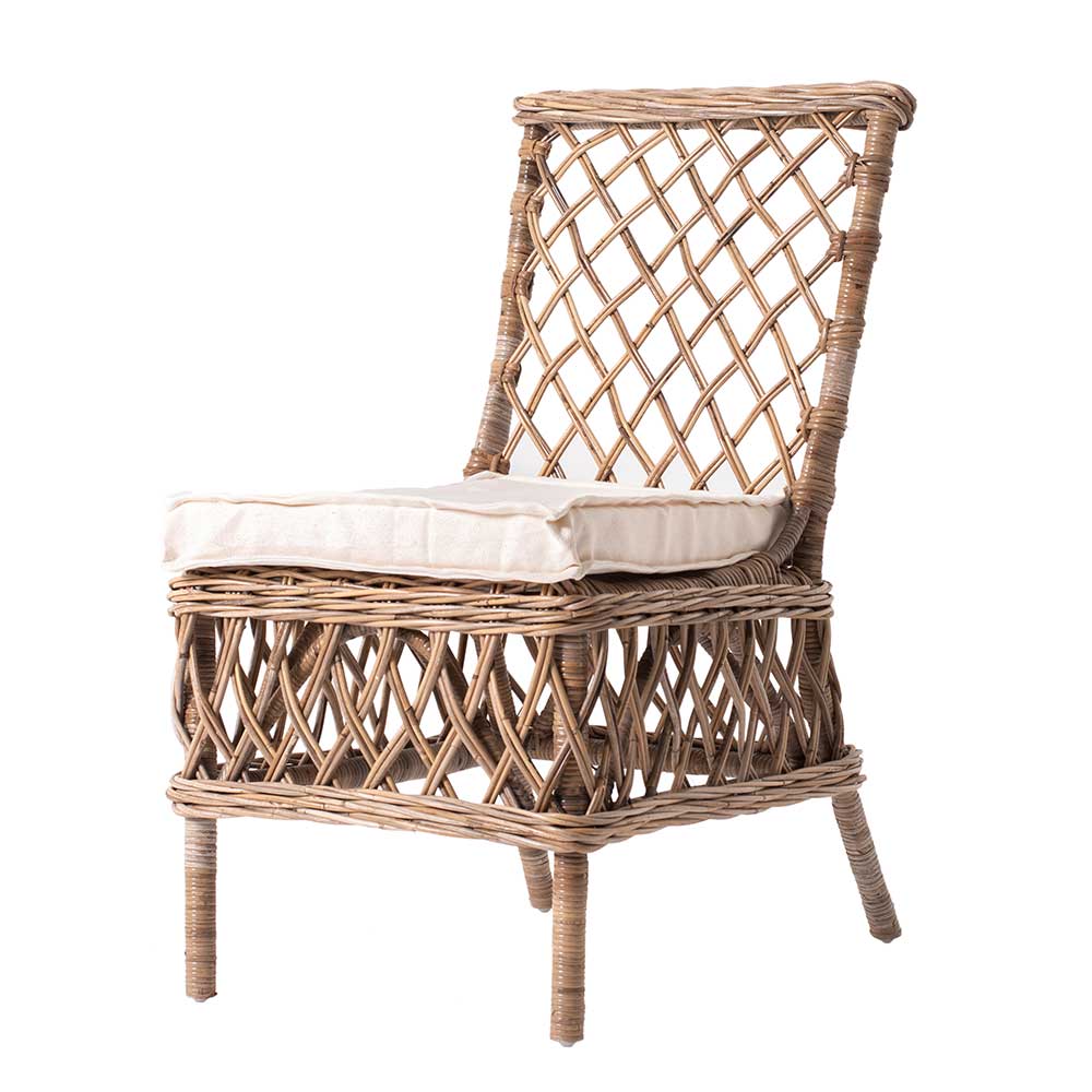 Rattan Geflecht Stuhl in Braun - Spondica (2er Set)