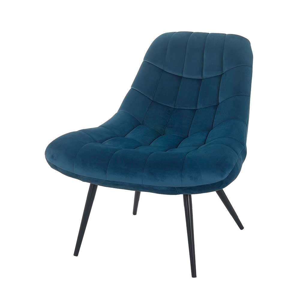 76x86x86 Samt Loungestuhl in Blau - Sixtys