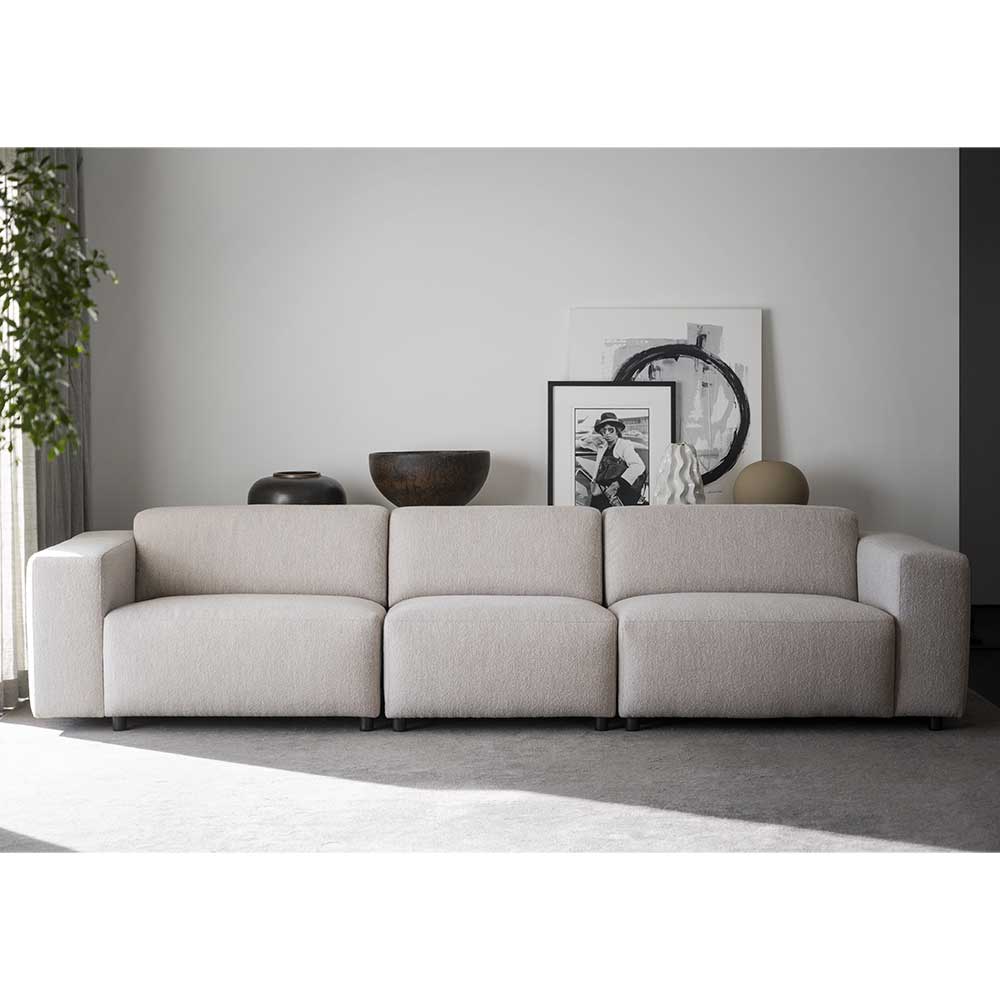 Dreisitzer Wohnzimmersofa aus Boucle in Creme - Casca