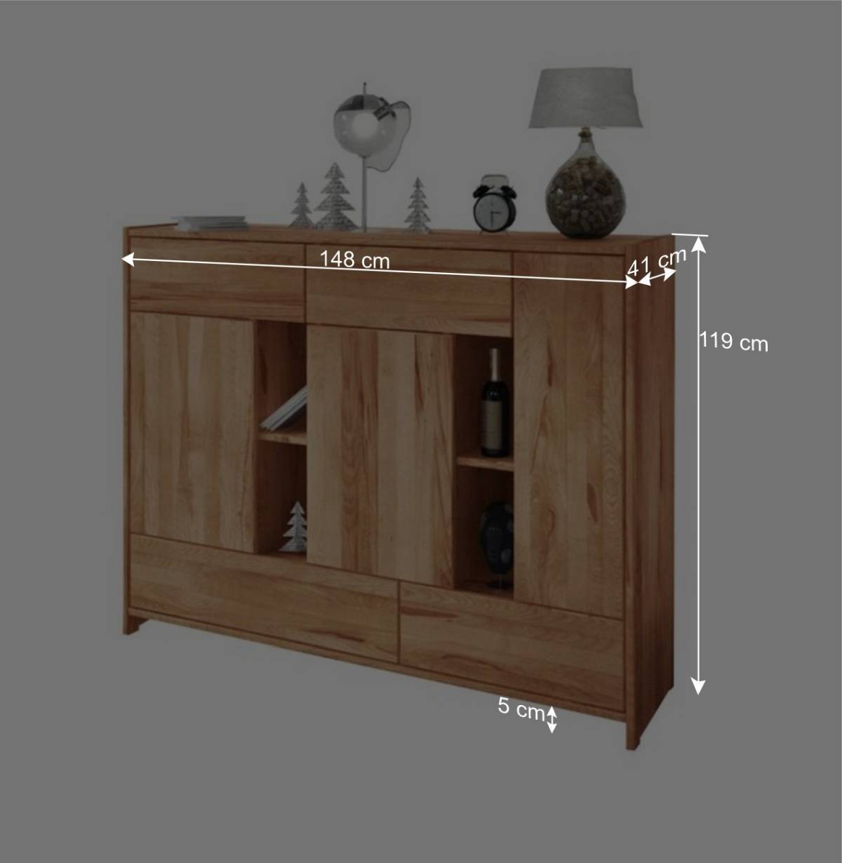 Massivholz Highboard Salomonia aus Kernbuche geölt