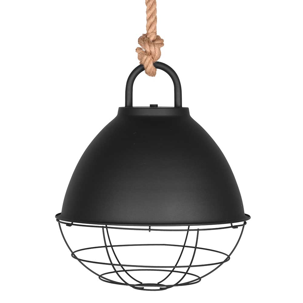 Hängende Industrial Lampe in Schwarz Metall - Rock