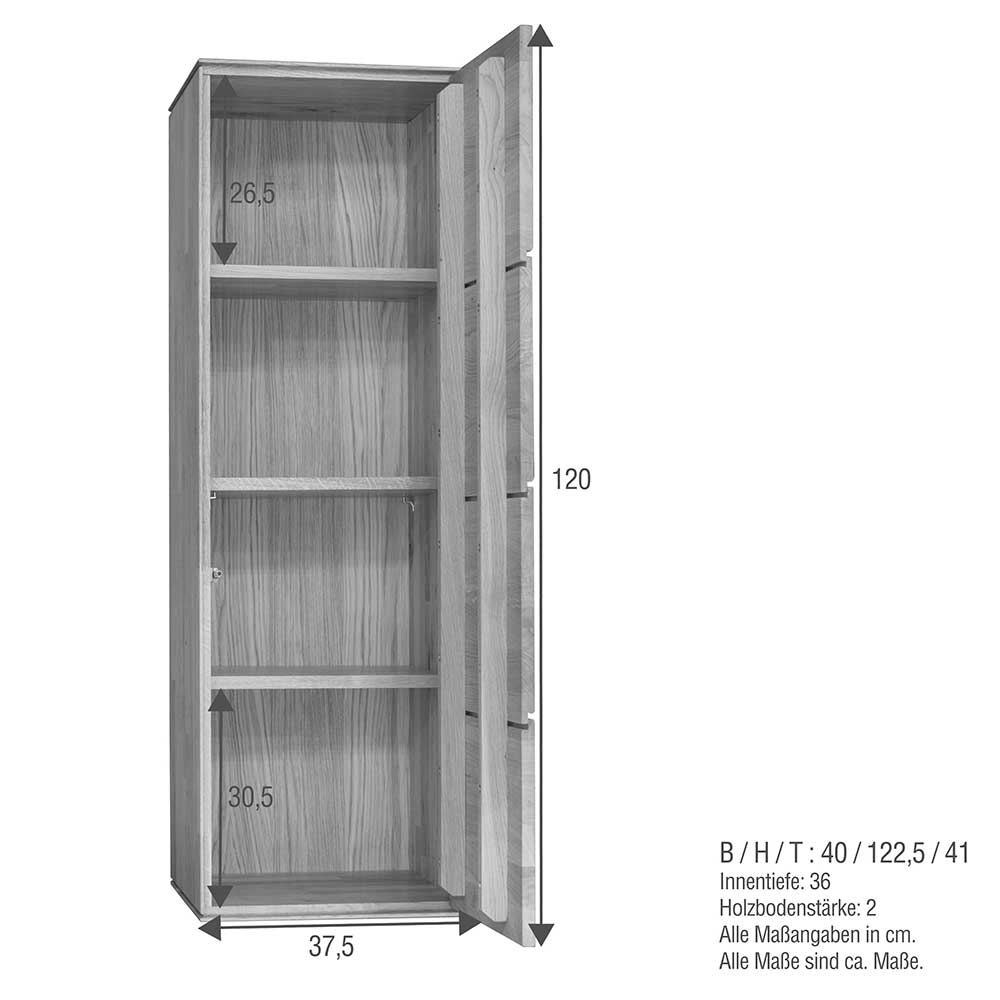 40x123x41 Hängender Schrank aus Wildeiche massiv - Sinta