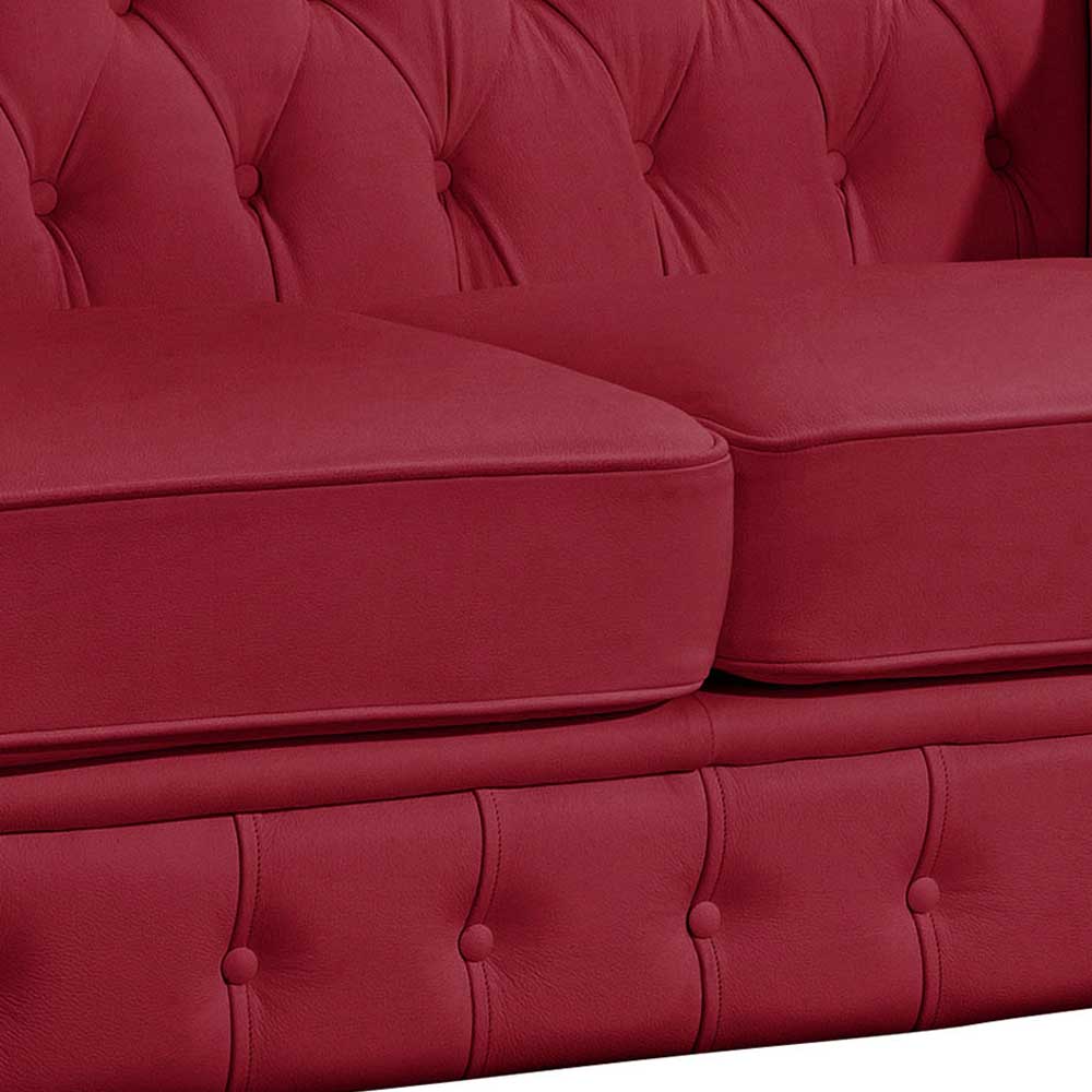 Rotes Ledersofa im Chesterfield Design - Geoloro