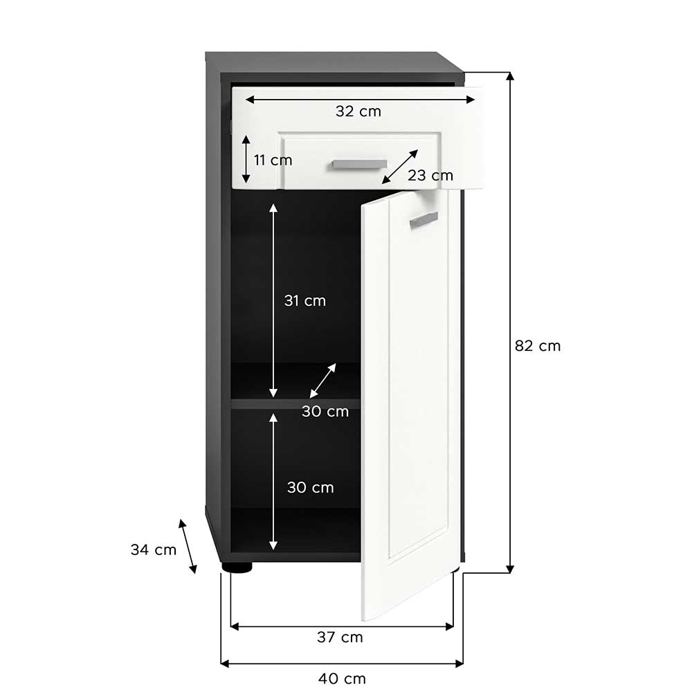 Badezimmer Unterschrank in Weiß und Grau - Calesta