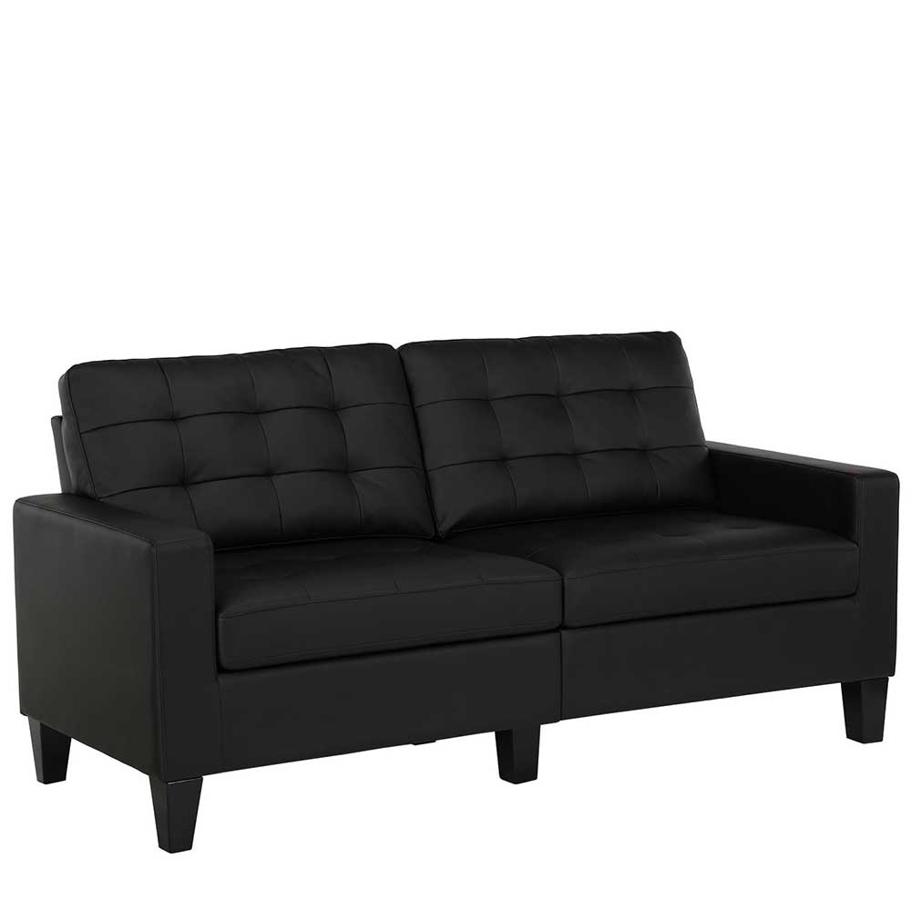 Retro Kunstledersofa in Schwarz - Mengiz